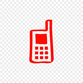 HD Red Hand Draw Old Cell Phone Icon PNG