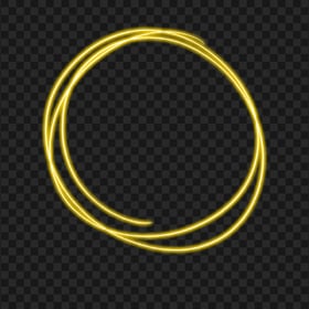 Drawing Doodle Neon Glowing Yellow Circle HD PNG
