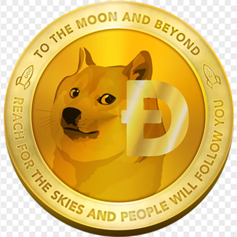 To The Moon Dogecoin Golden Coin PNG