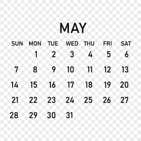 2023 May Black Calendar HD PNG