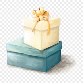 Painting Watercolor Two Gift Boxes PNG