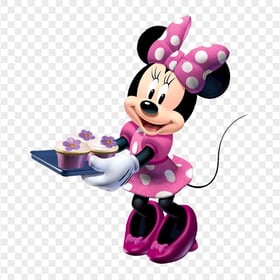 Minnie Mouse Holding a Plate Of Cupcakes Image PNG