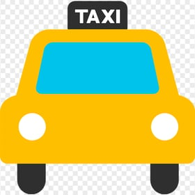 Flat Vector Cartoon Yellow Taxi Cab Icon PNG