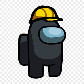 HD Black Among Us Character With Hard Construction Hat PNG