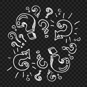 Question Marks White Sketch Drawing Pattern Doddle PNG