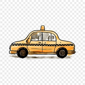 HD Watercolor Taxi Cab Car PNG