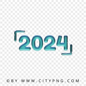 Blue 2024 Text With Glossy Text Effect PNG