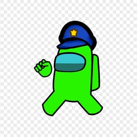 HD Green Among Us Character With Police Hat PNG