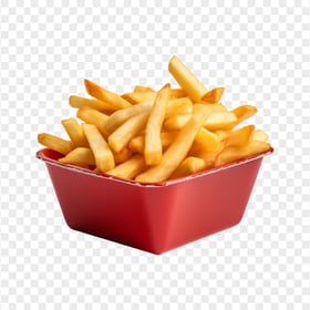 HD Fresh French Fries in a Red Box PNG