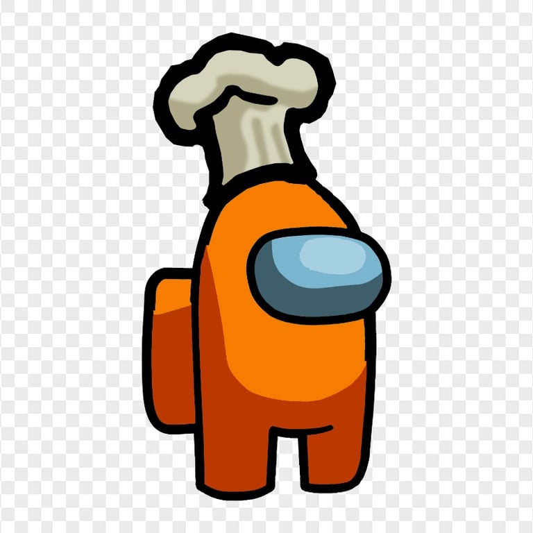 HD Orange Among Us Crewmate Character With Chef Hat PNG