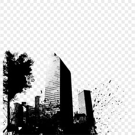 HD PNG Black & White Skyline City Building Silhouette
