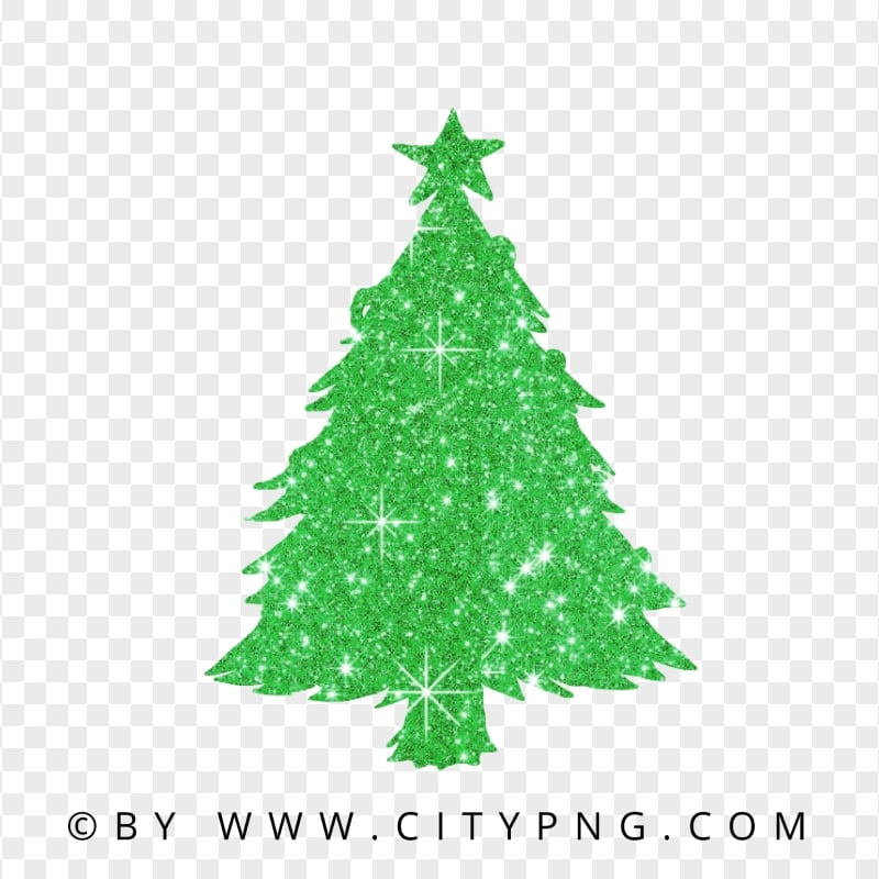 HD Green Christmas Tree Glitter Silhouette PNG