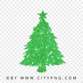 HD Green Christmas Tree Glitter Silhouette PNG