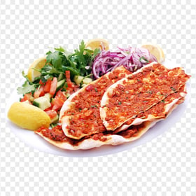 Lahmacun Turkish Pizza with Lemon HD Transparent Background