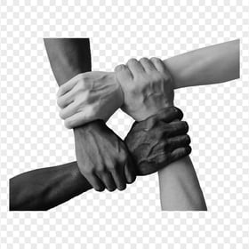 Together Hands United Team Black & White PNG Image