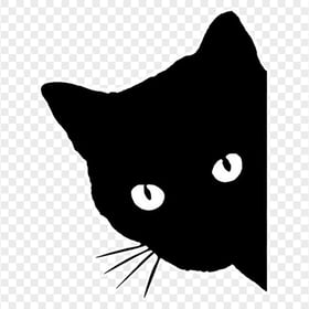Illustration of Black Cat Face Peeking HD Transparent PNG
