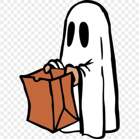 Halloween Clipart Cartoon Ghost Holding A Bag