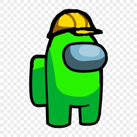 HD Lime Among Us Character With Hard Construction Hat PNG