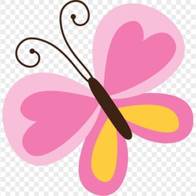 Pink Butterfly Cartoon no background