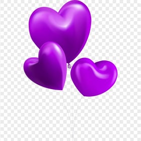 HD Three Purple Balloons Hearts Valentine Love PNG
