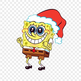 HD Spongebob Christmas Happy Santa Hat Character Transparent PNG
