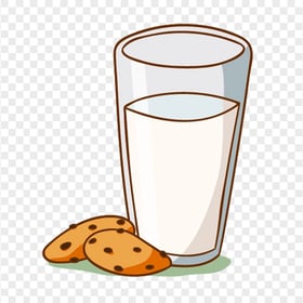 HD Breakfast Milk Glass With Cookie Cartoon Clipart PNG