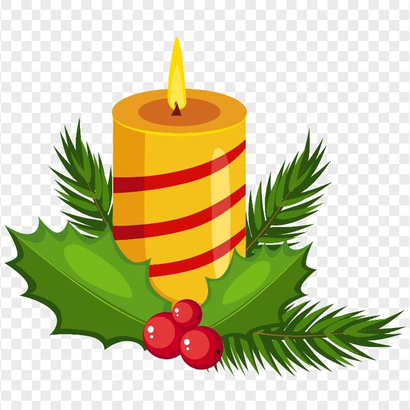 Cartoon Illustration Yellow & Red Christmas Candle