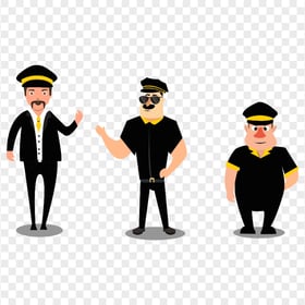 Vector Cartoon Three Taxi Cab Drivers PNG