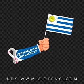 HD World Cup 2022 Hand Holding Uruguay Flag Pole PNG