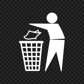 Man Throwing Trash Bin White Icon Download PNG