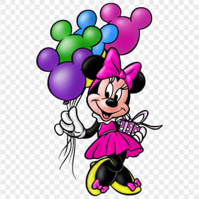 FREE Minnie Mouse Holding Balloons PNG