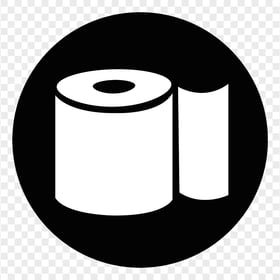 Toilet Paper Roll Black & White Round Icon Vector