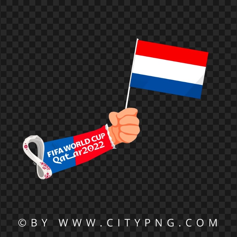 2022 World Cup Hand Holding Netherlands Flag Pole PNG