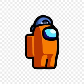 HD Among Us Crewmate Orange Character With Backwards Baseball Cap PNG