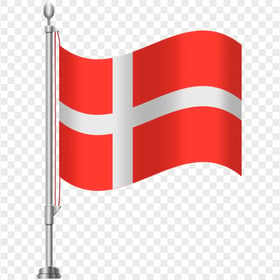 Vector Flag Of Denmark On Pole HD PNG