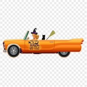 Cartoon Halloween Witch Driving a Car HD PNG