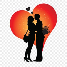 Kissing Couple Silhouette In Love Valentine Romance