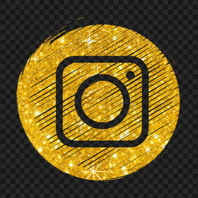 Gold Glitter Instagram White Scribble Icon