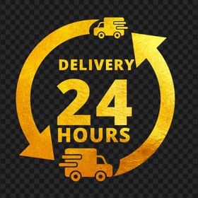Delivery 24 Hours Yellow Gold Logo Icon Sign PNG