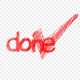 HD Sketch Red Done Word With Yes Mark PNG