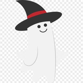 HD Halloween Cartoon Ghost Wearing Witch Hat PNG