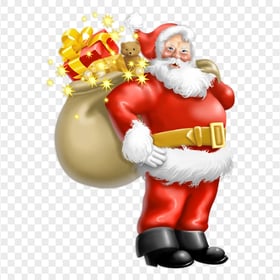 Santa Claus Holding Gifts Bag Illustration Cartoon