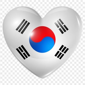 HD South Korea Flag Heart Shape PNG