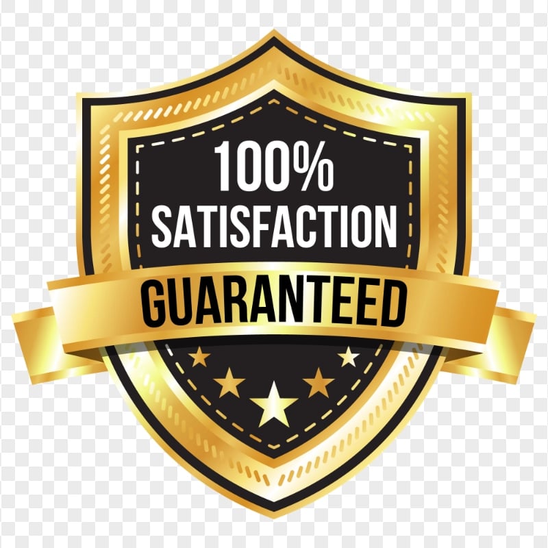 PNG 100% Satisfaction Guaranteed Gold Badge Label