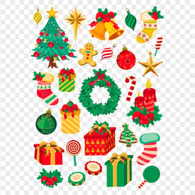 Set Of Vector Christmas Decoration Items HD PNG