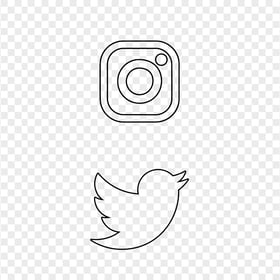 HD Instagram Twitter Vertical Black Outline Icons PNG
