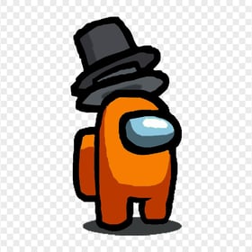 HD Orange Among Us Character With Double Top Hat PNG