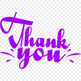 Thank You Purple Handwriting Text Font Word