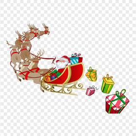Cartoon Clipart Santa Sitting On Reindeer Sleigh