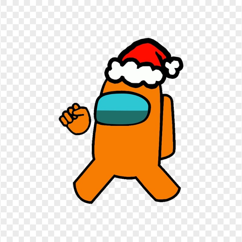 HD Orange Among Us Character Wear Santa Hat PNG Citypng